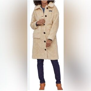 Patagonia Recycled High Pile Long Coat - Oyster White - Womens XS